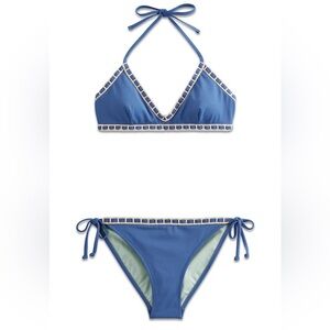 NWT Boden Crochet trim blue bikini, Size 14, fits like XL